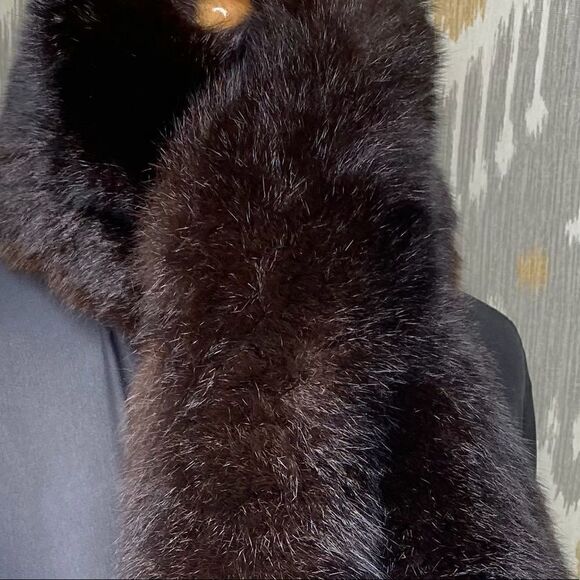 Ralph Lauren Black Label * Brown Opossum Fur Pull Through Scarf - Picture 10 of 16